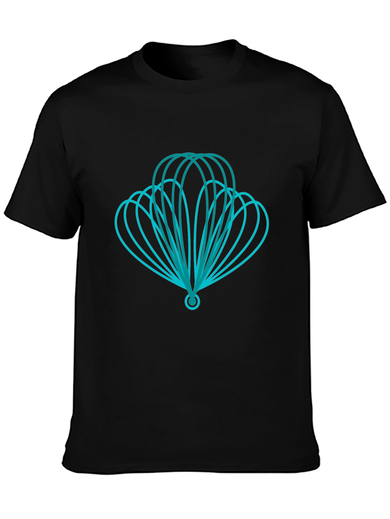 Geometric Teal Design Black T-Shirt