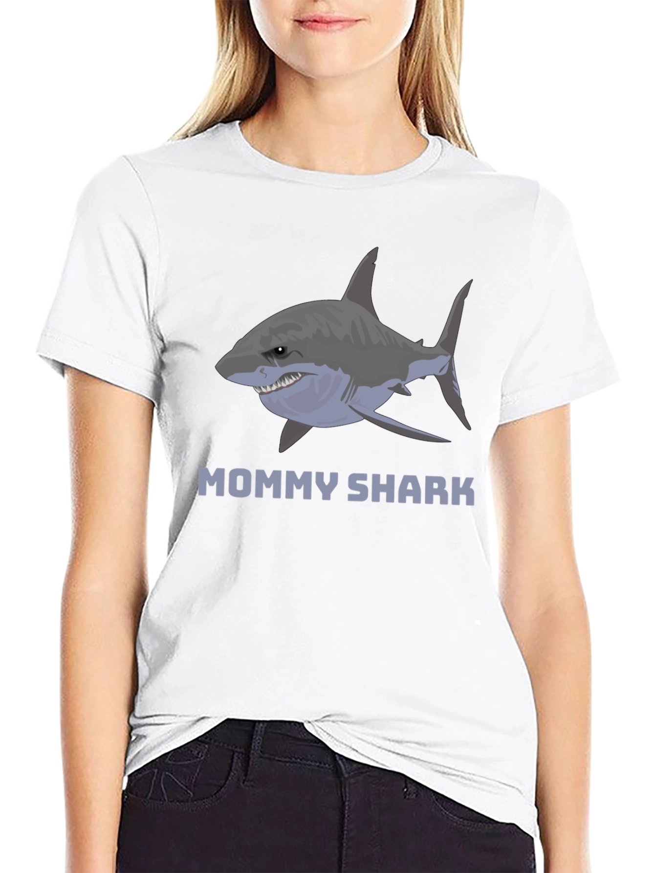 Mommy Shark Graphic Tee -  Stylish Cotton Blend