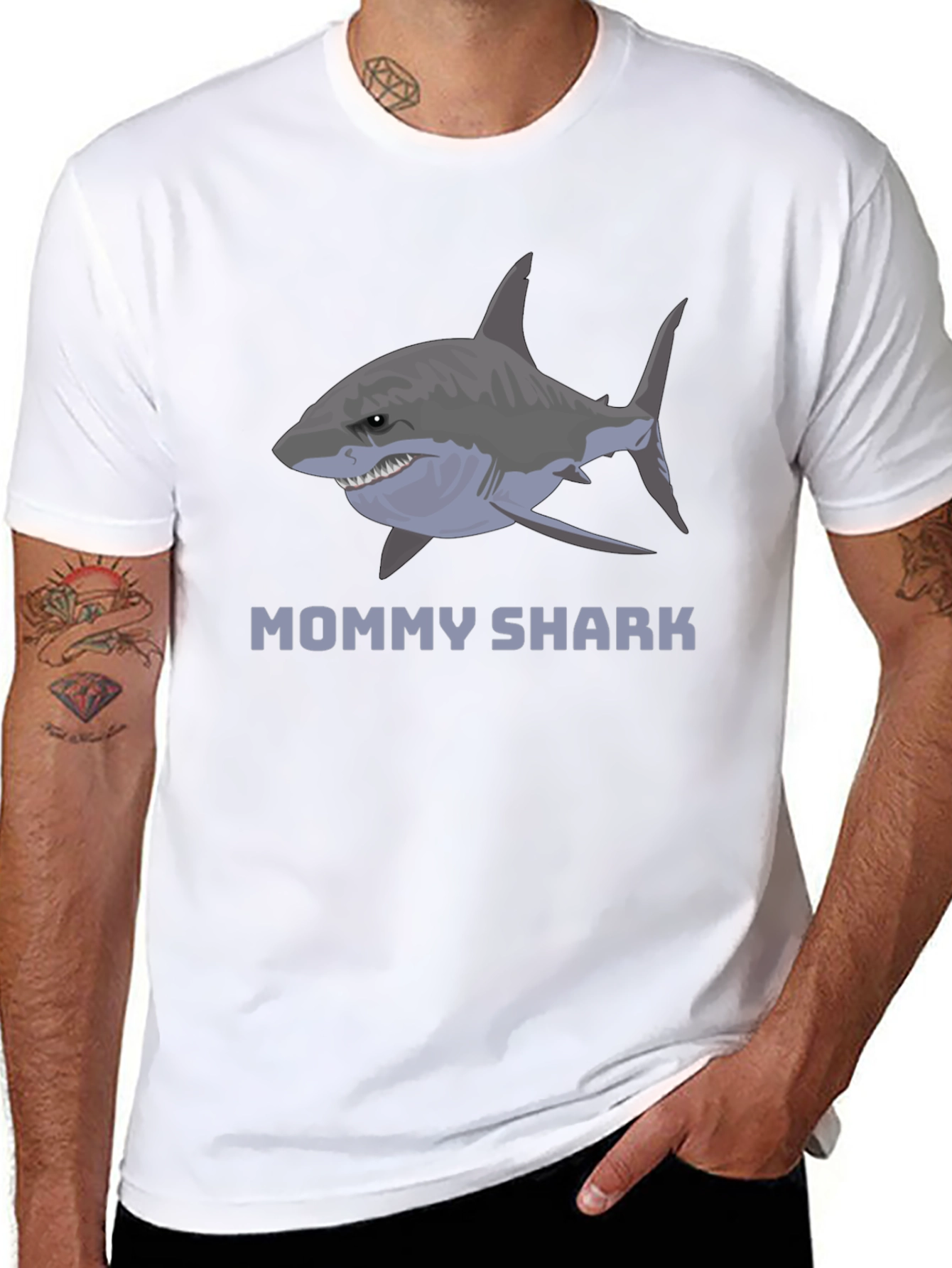 Mommy Shark Graphic Tee -  Stylish Cotton Blend