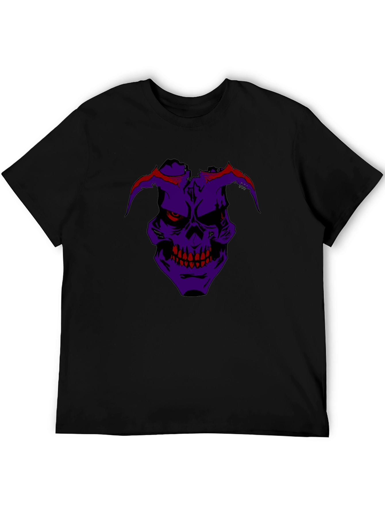Grim Purple Skull Graphic Tee - Mens Black T-Shirt