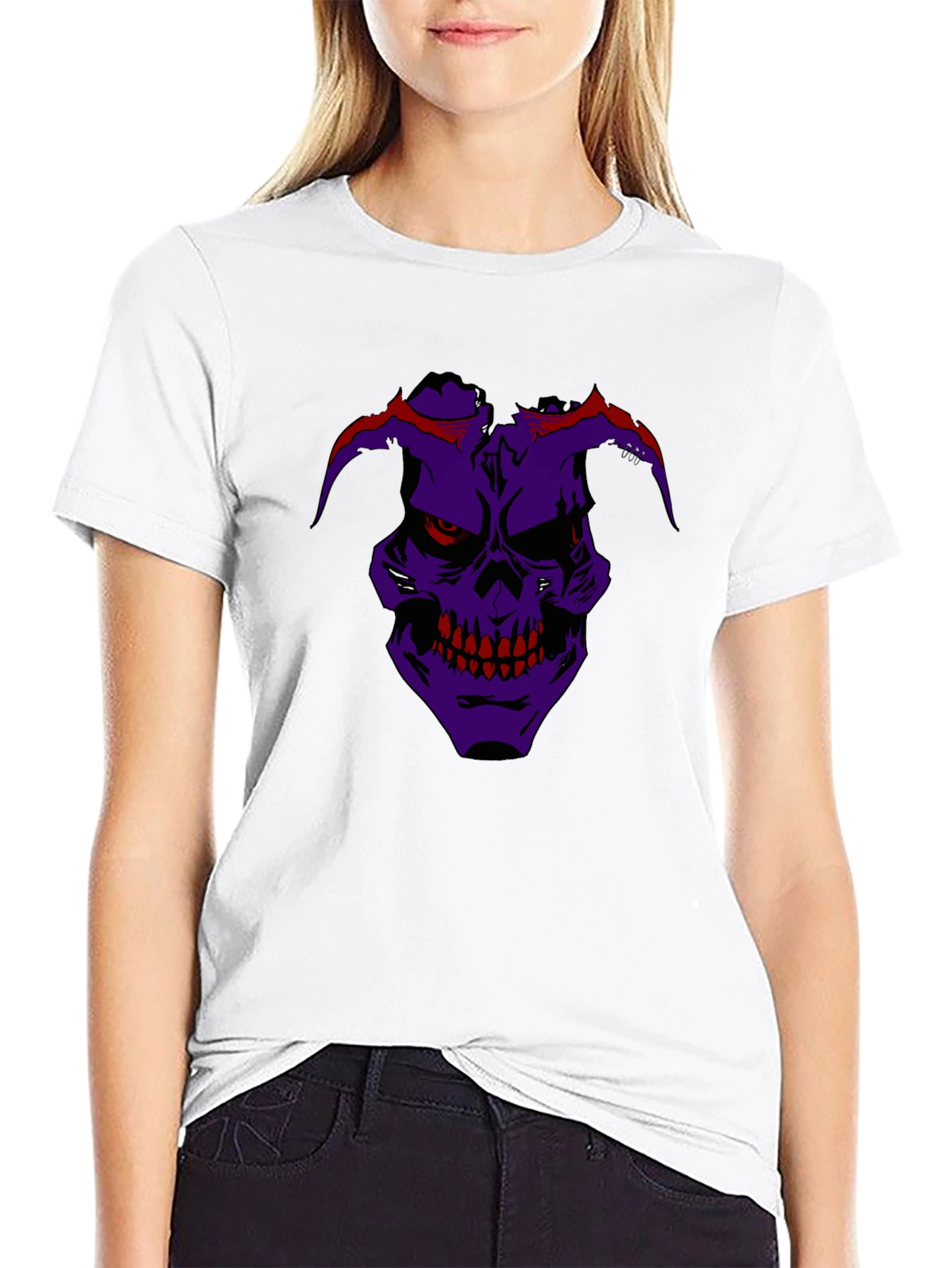 Grim Purple Skull Graphic Tee - Mens Black T-Shirt