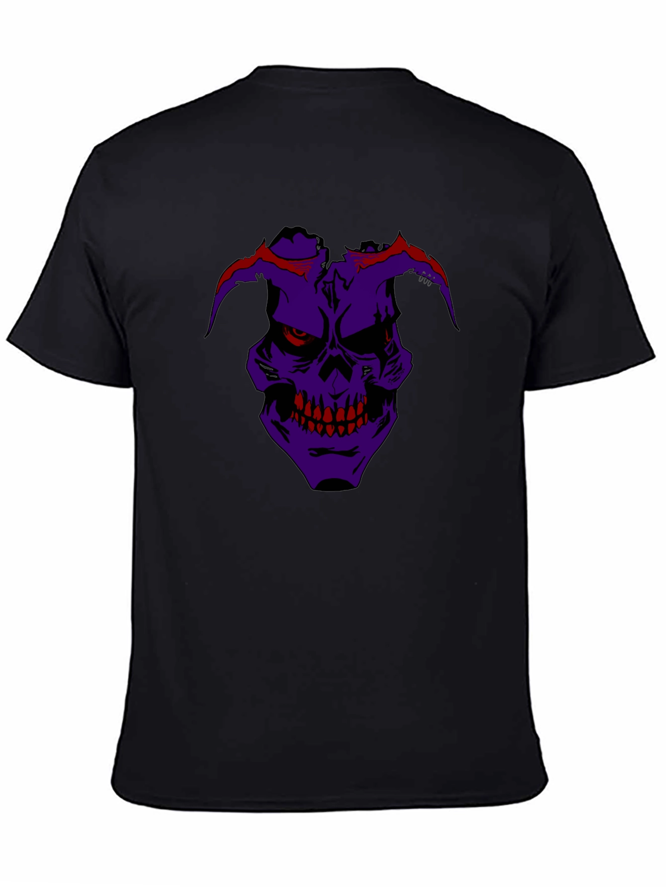 Grim Purple Skull Graphic Tee - Mens Black T-Shirt