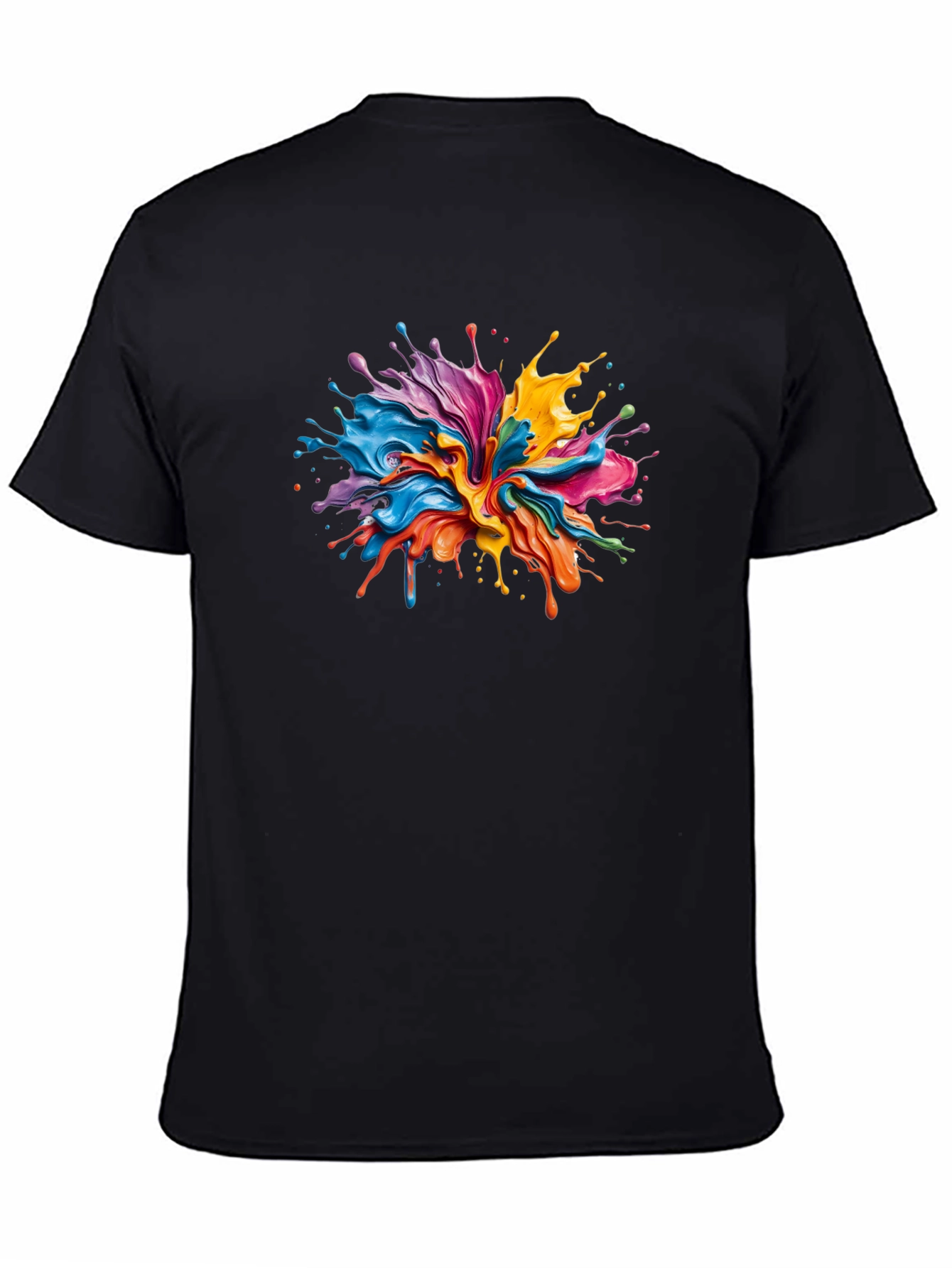 Vibrant Paint Splash Black T-Shirt