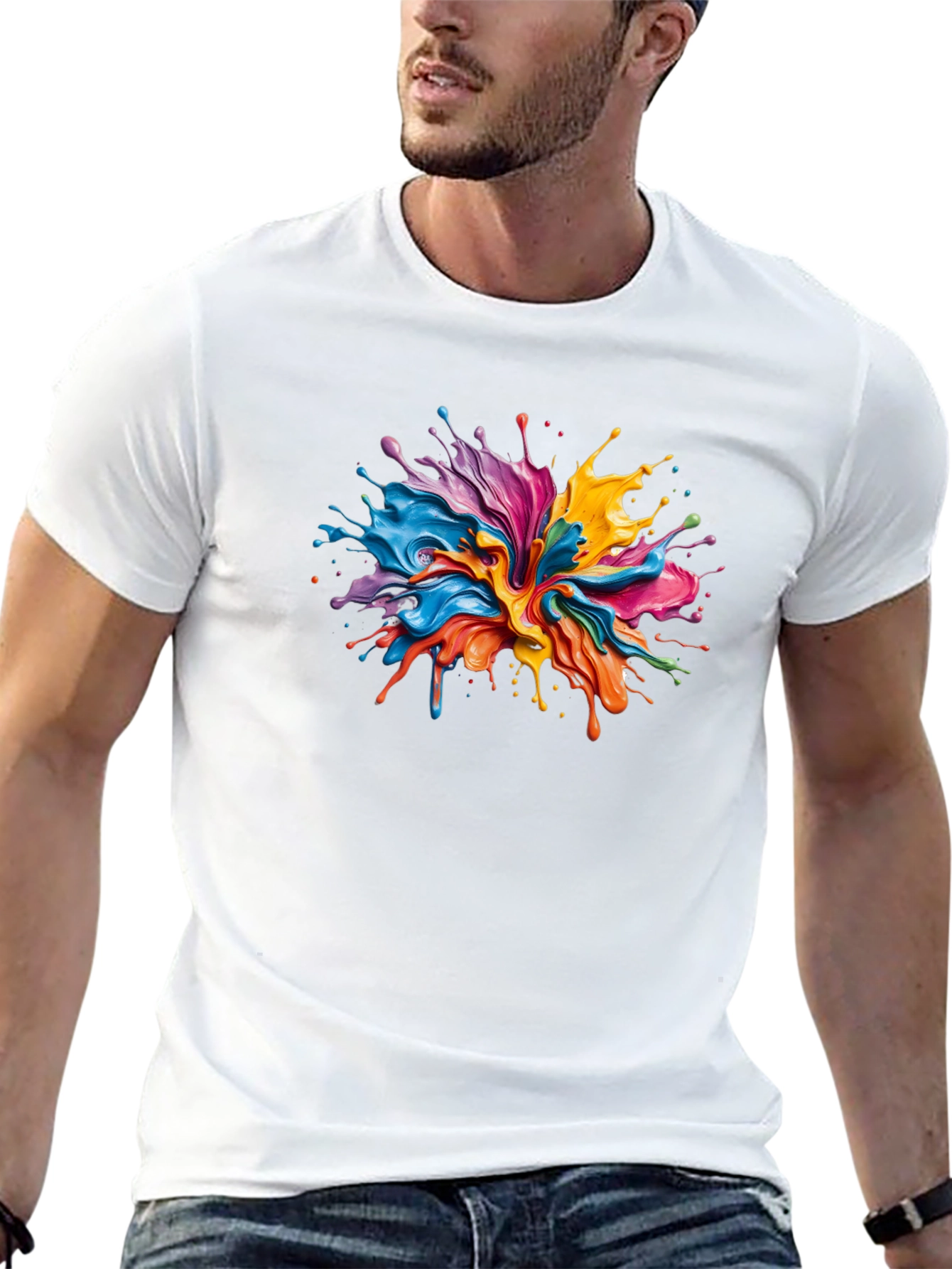 Vibrant Paint Splash Black T-Shirt