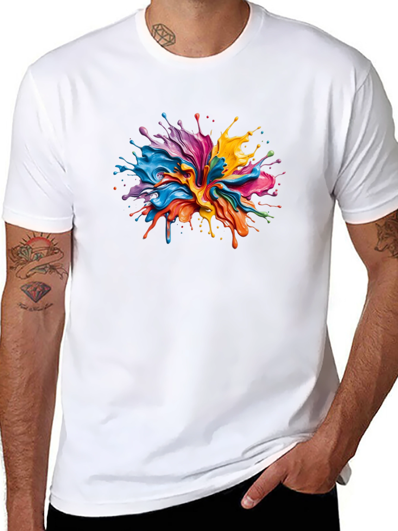 Vibrant Paint Splash Black T-Shirt