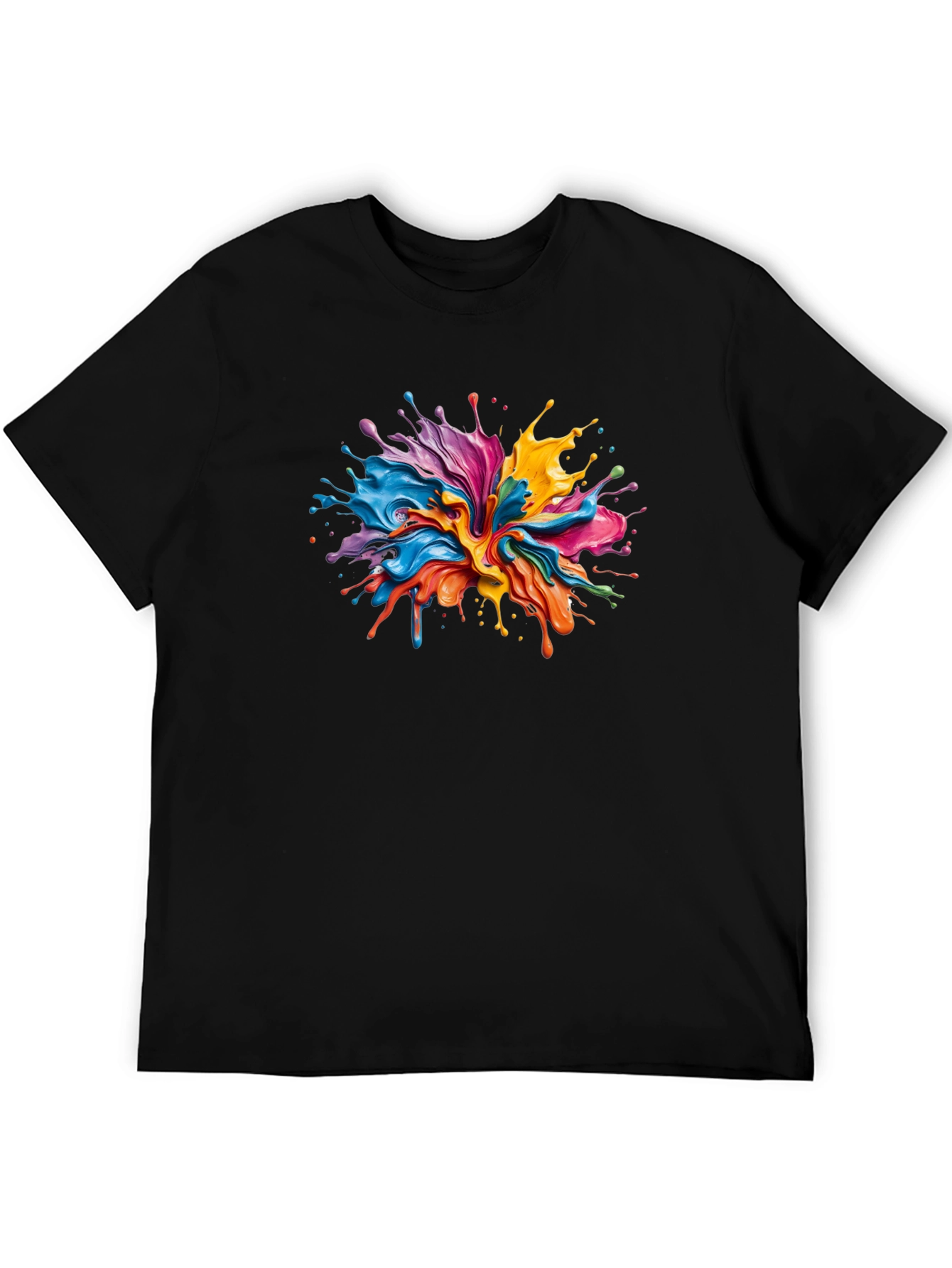 Vibrant Paint Splash Black T-Shirt