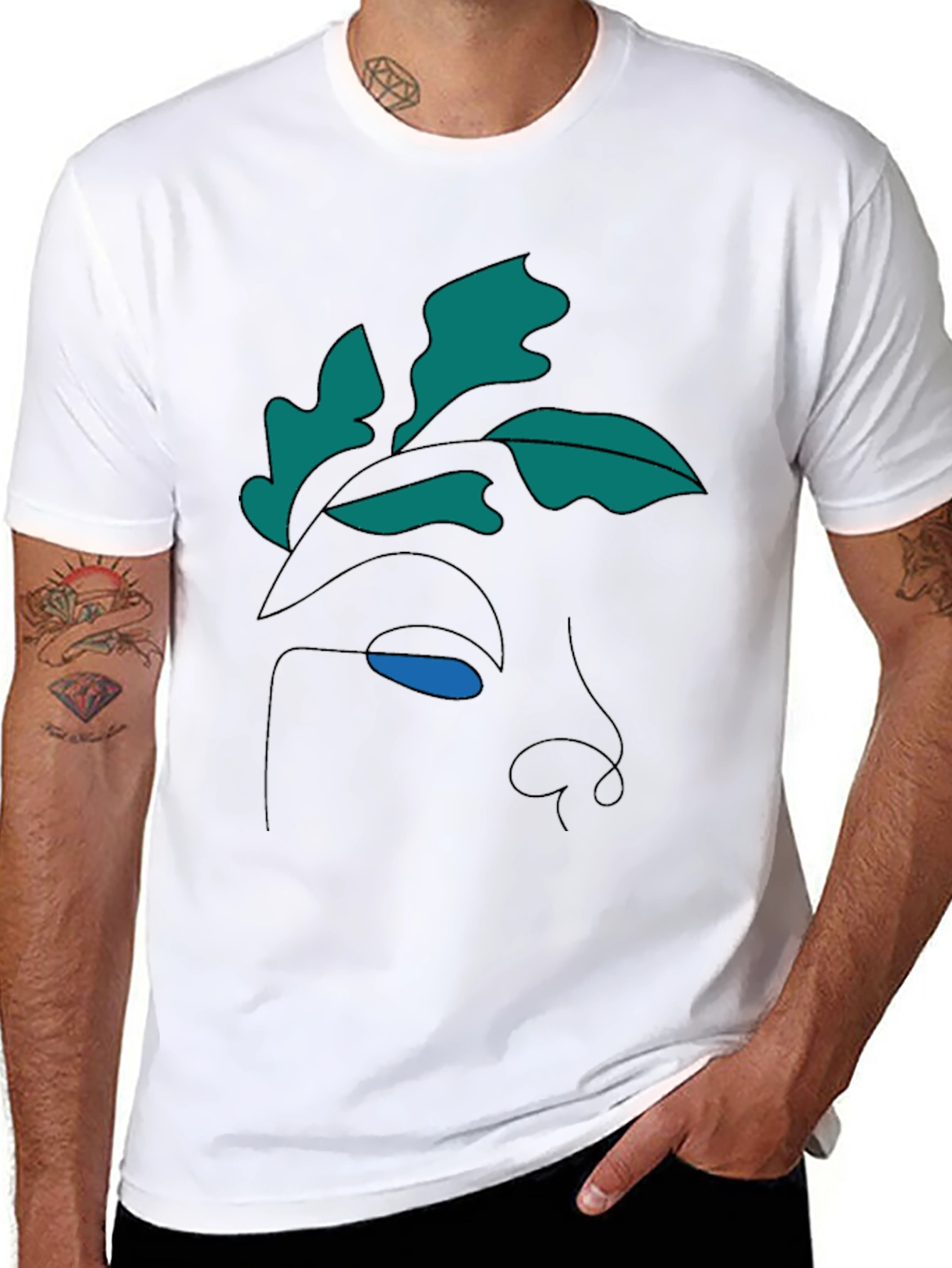 Abstract Face Graphic Tee - Modern Line Art Shirt