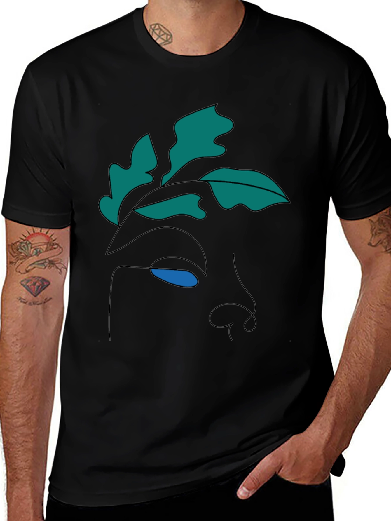 Abstract Face Graphic Tee - Modern Line Art Shirt