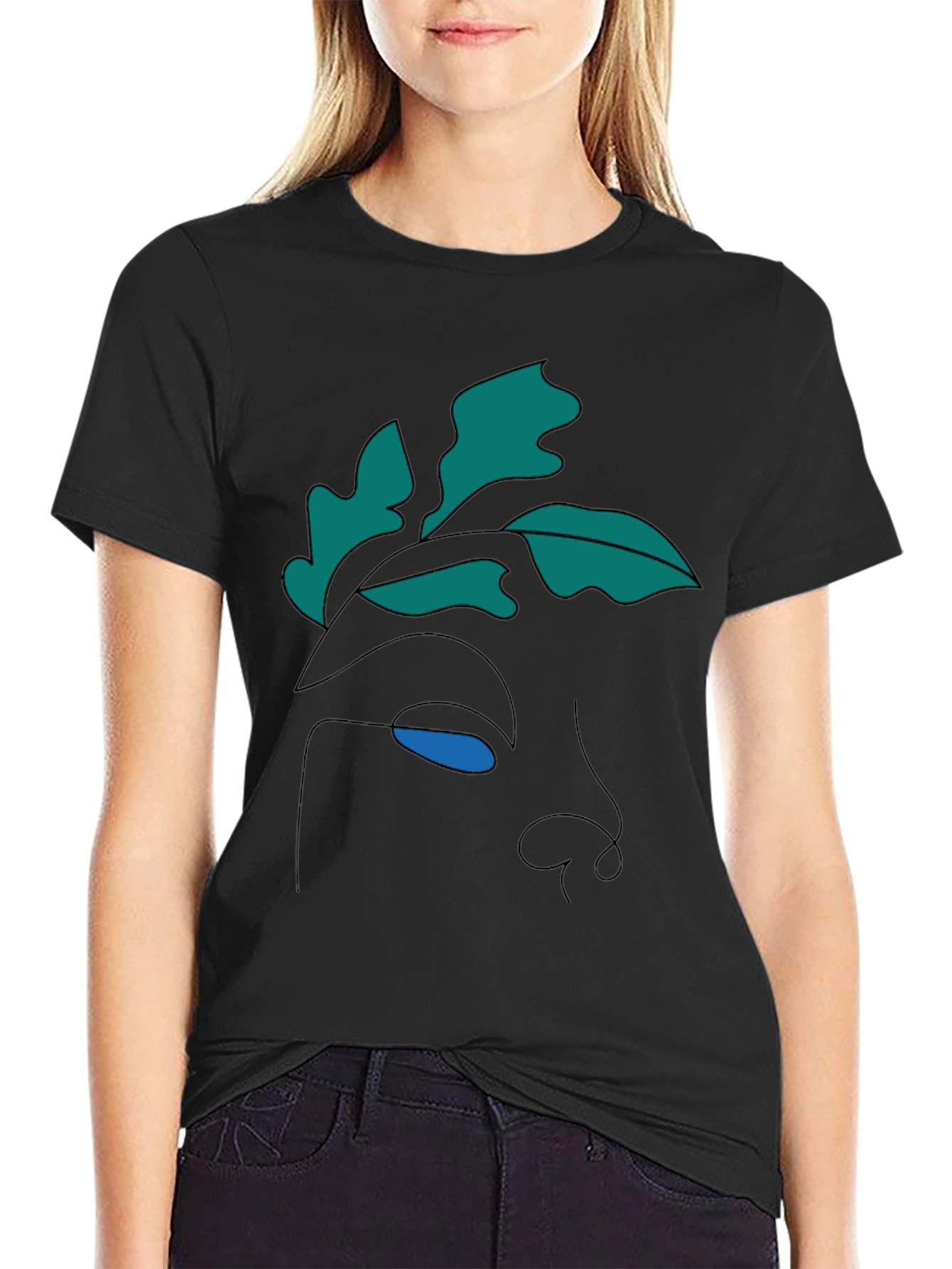 Abstract Face Graphic Tee - Modern Line Art Shirt
