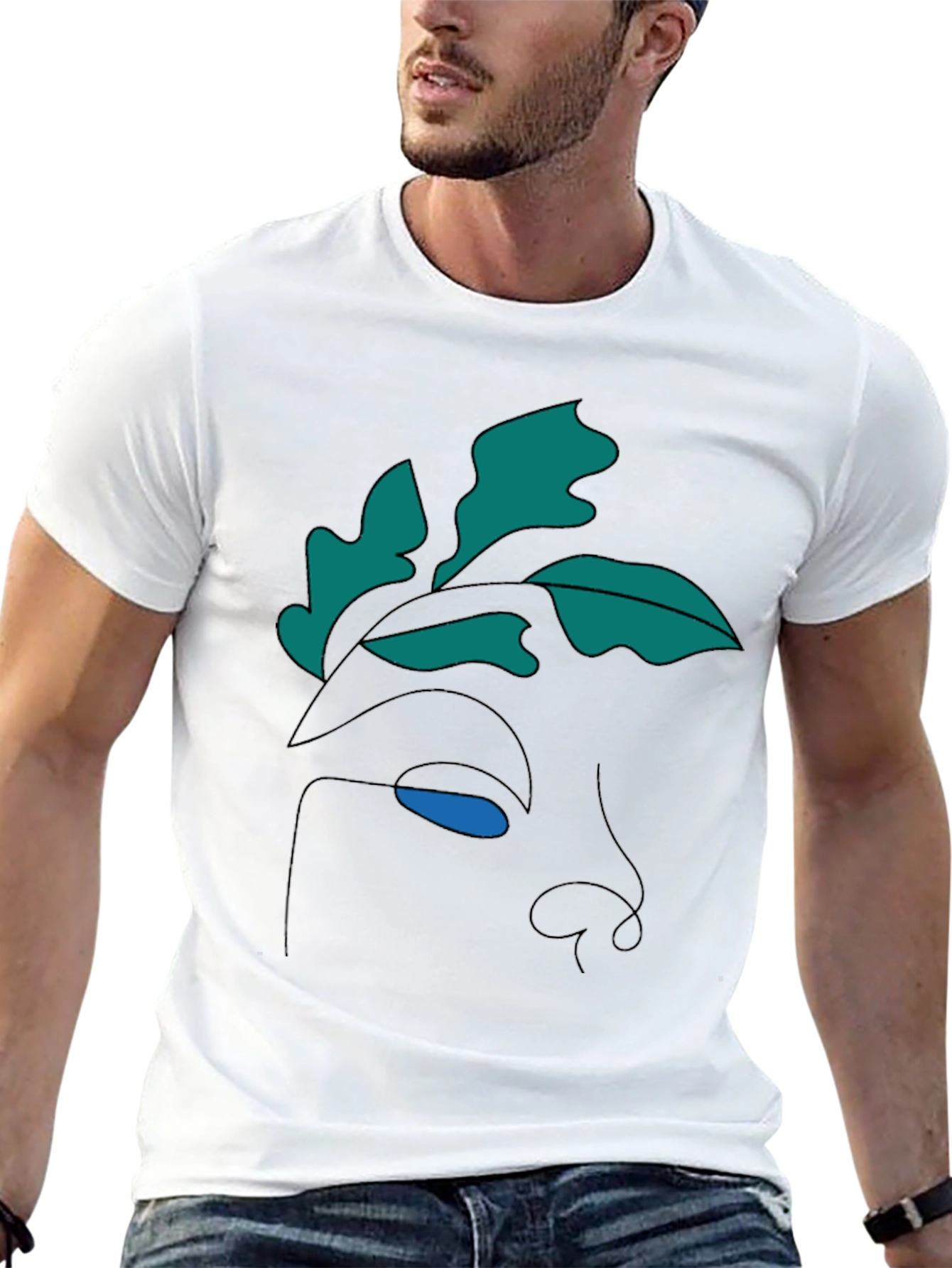 Abstract Face Graphic Tee - Modern Line Art Shirt