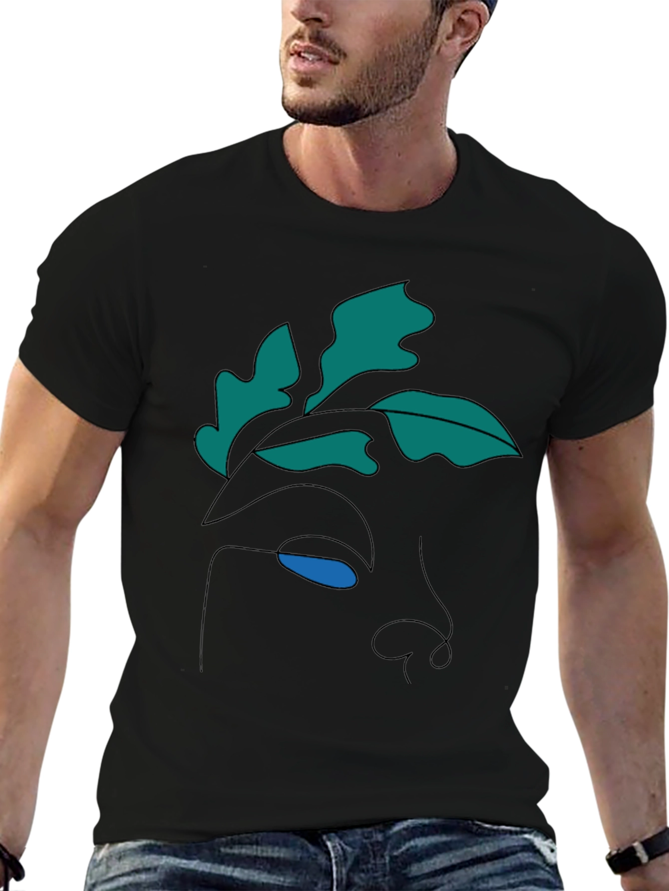 Abstract Face Graphic Tee - Modern Line Art Shirt