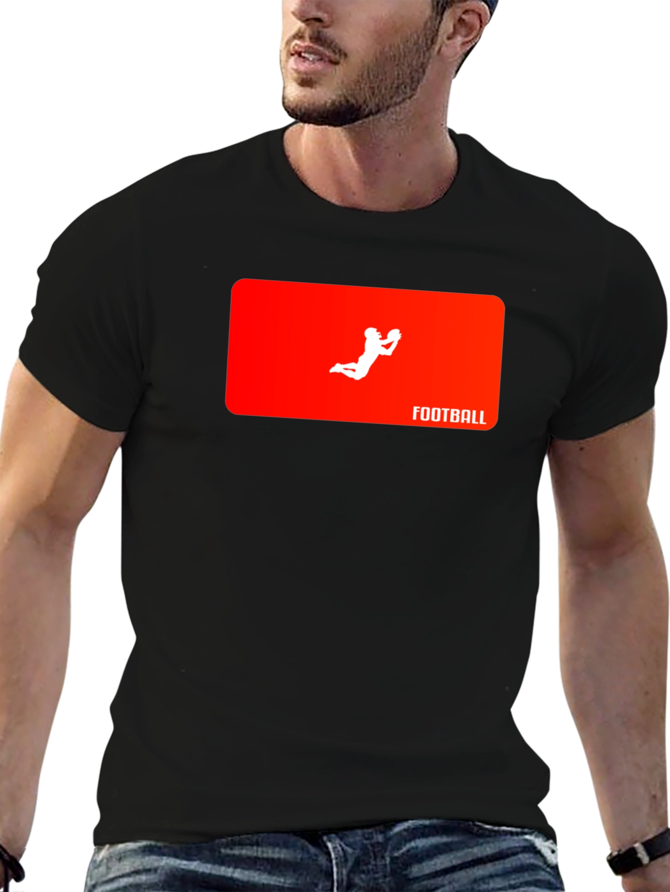 Football Catch Graphic Tee - Black T-Shirt