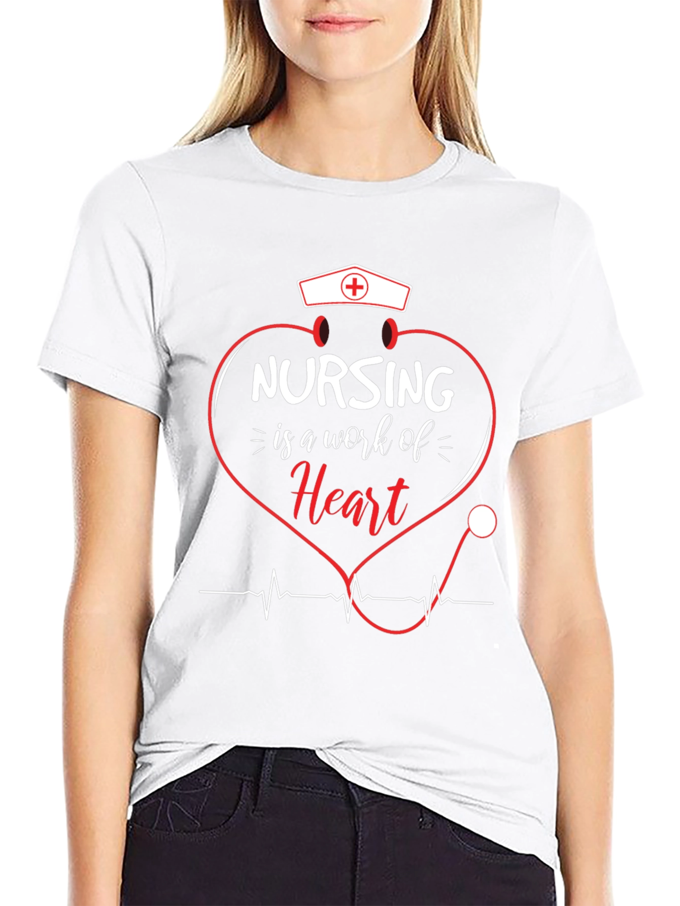 Nursing is a Work of Heart Graphic T-Shirt