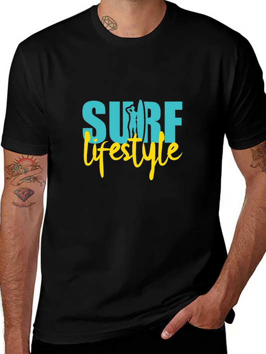 Surf Lifestyle Graphic Tee - Black Cotton Shirt