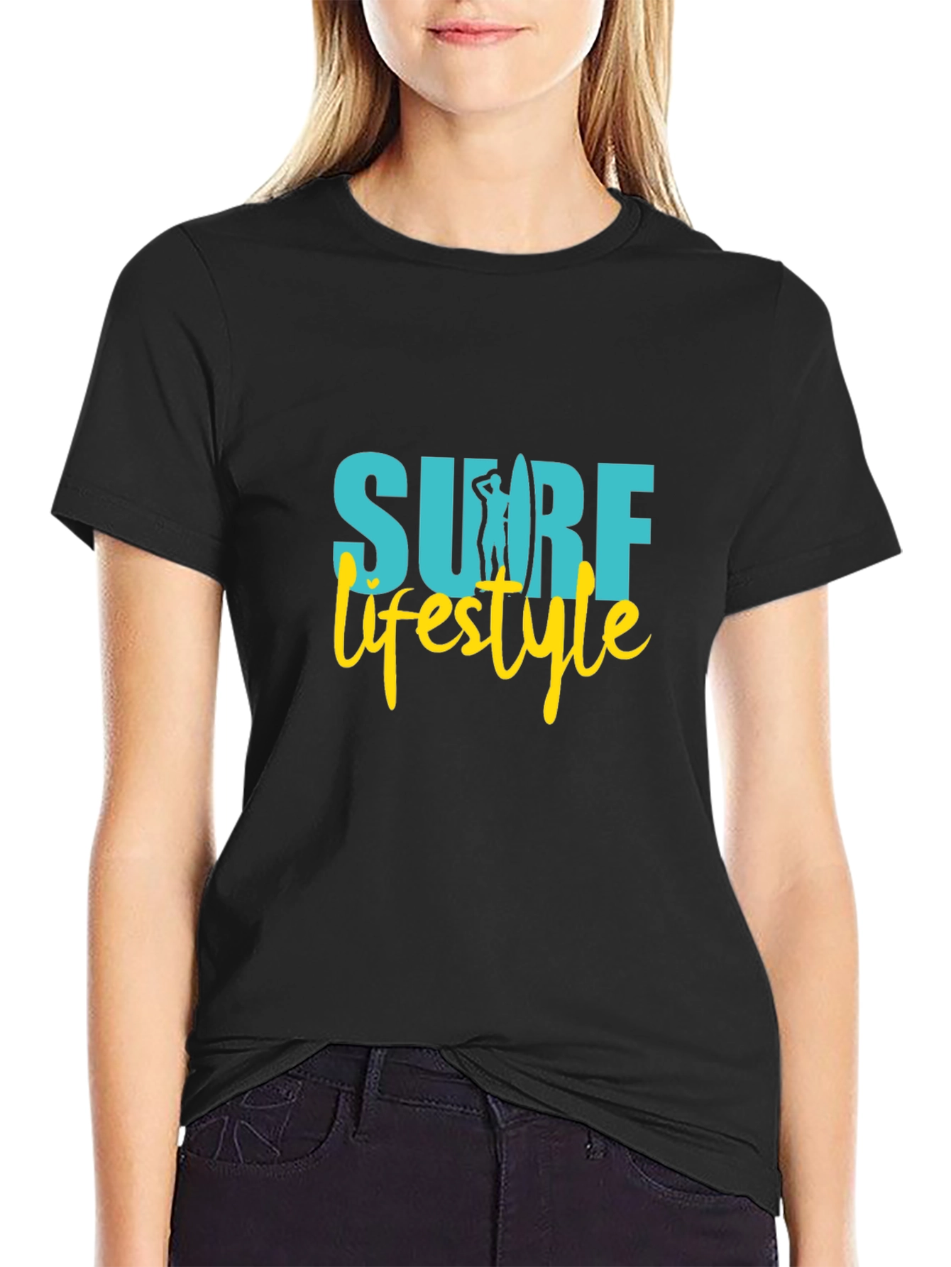 Surf Lifestyle Graphic Tee - Black Cotton Shirt