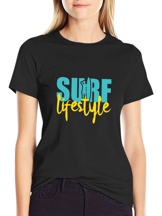 Surf Lifestyle Graphic Tee - Black Cotton Shirt