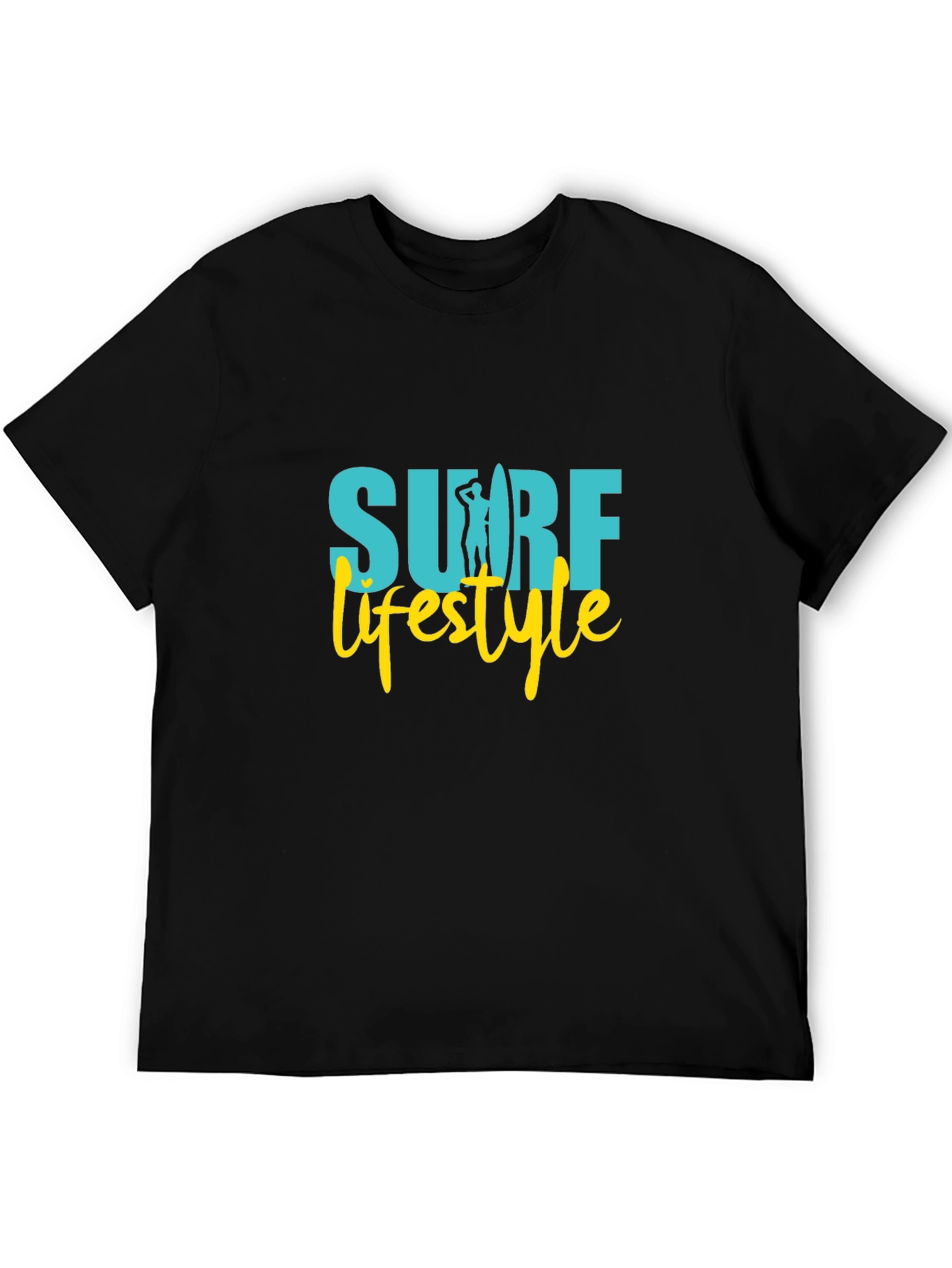 Surf Lifestyle Graphic Tee - Black Cotton Shirt