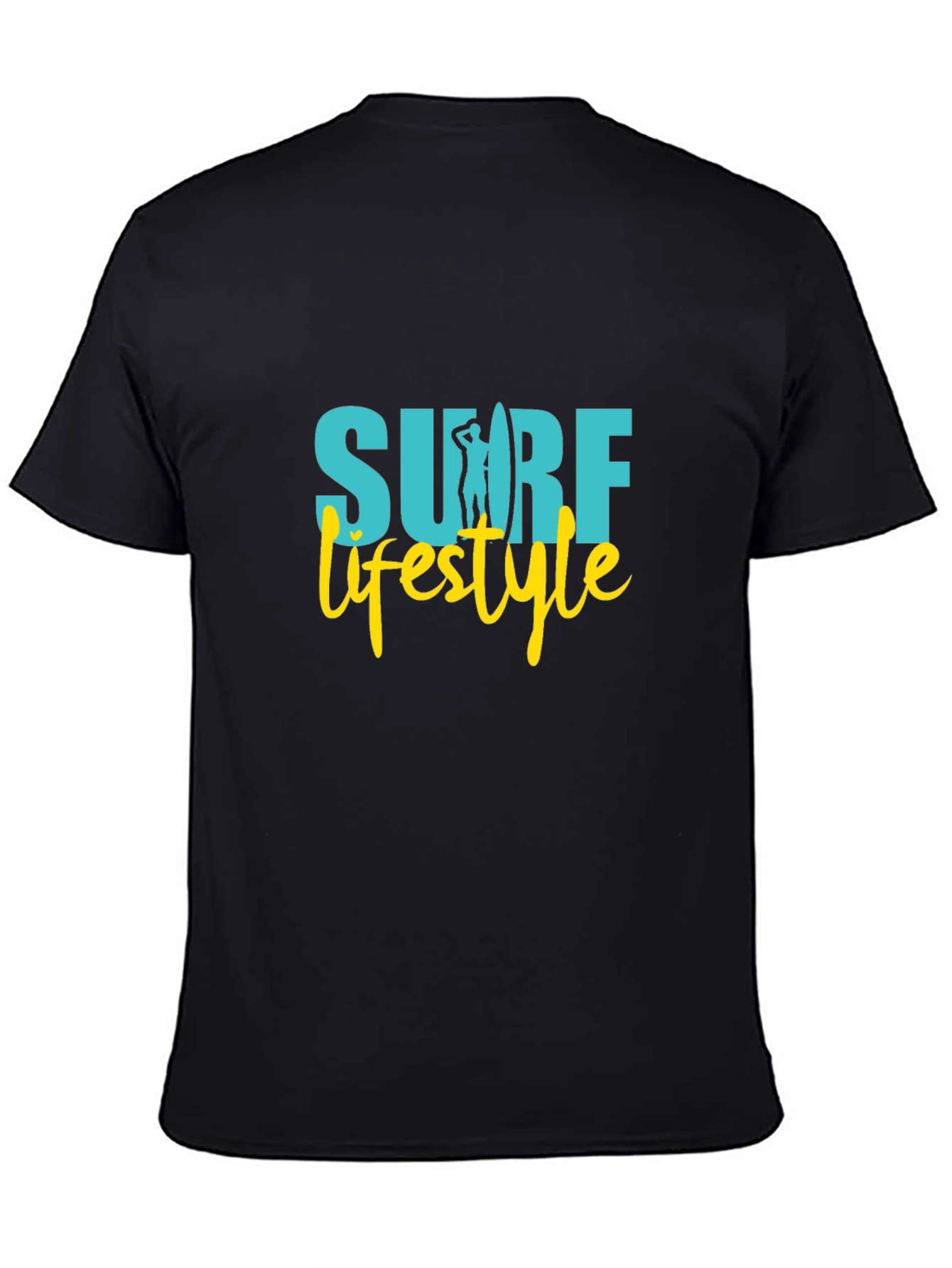 Surf Lifestyle Graphic Tee - Black Cotton Shirt