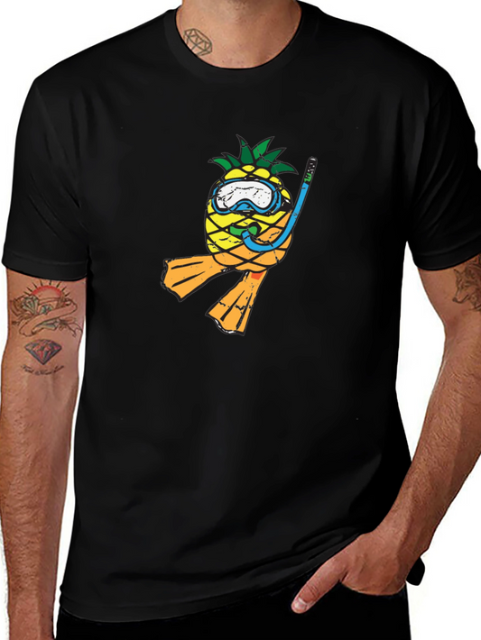 Pineapple Scuba Diver Graphic Tee - Black T-Shirt