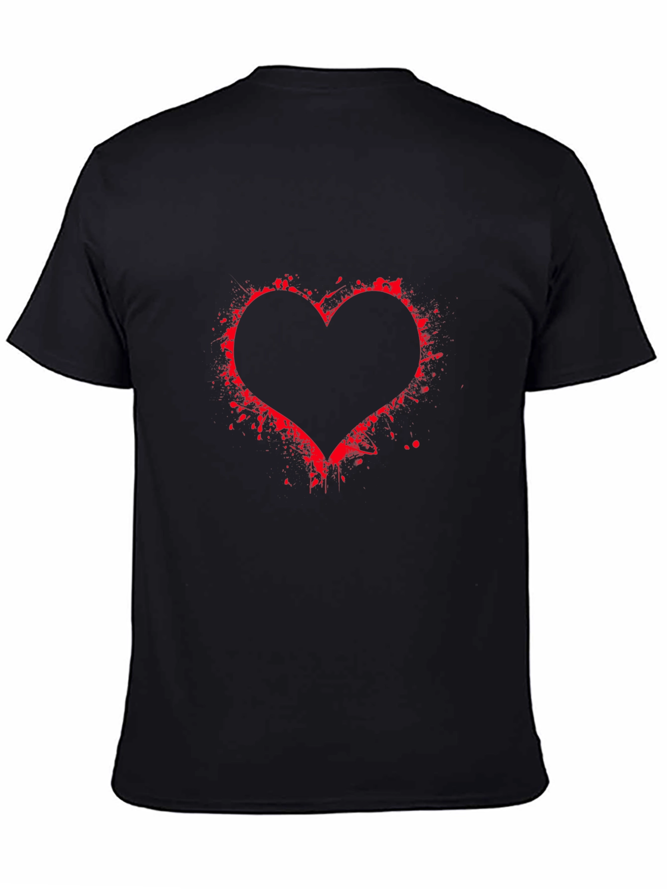 Red Splatter Heart Black Tee