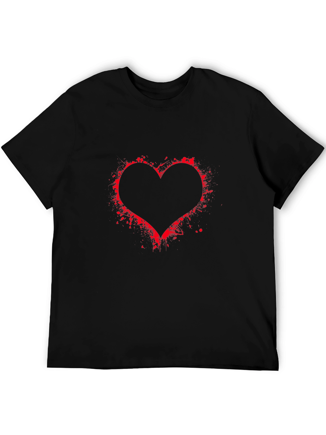 Red Splatter Heart Black Tee