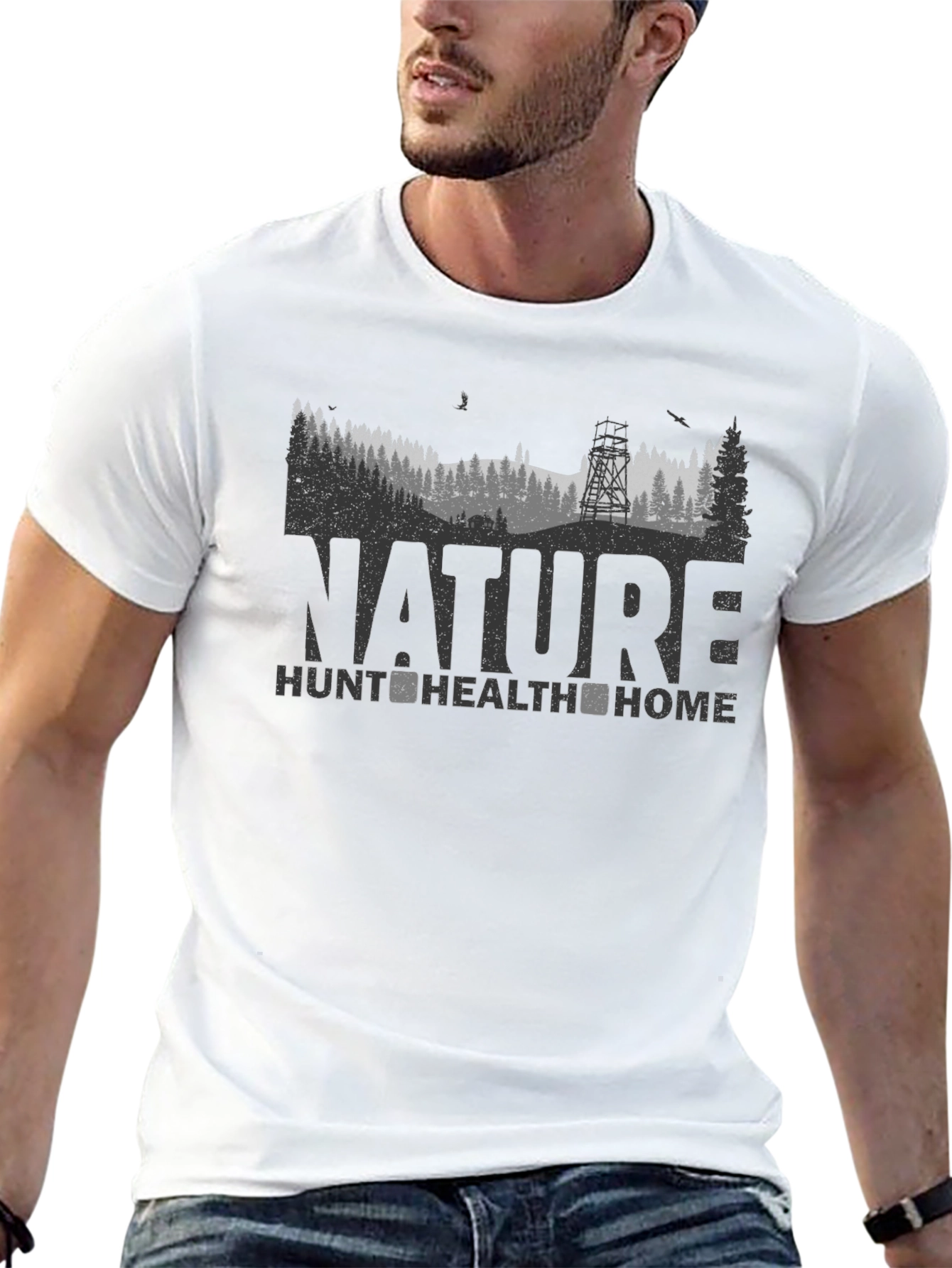 Nature Hunt Health Home Black Graphic Tee
