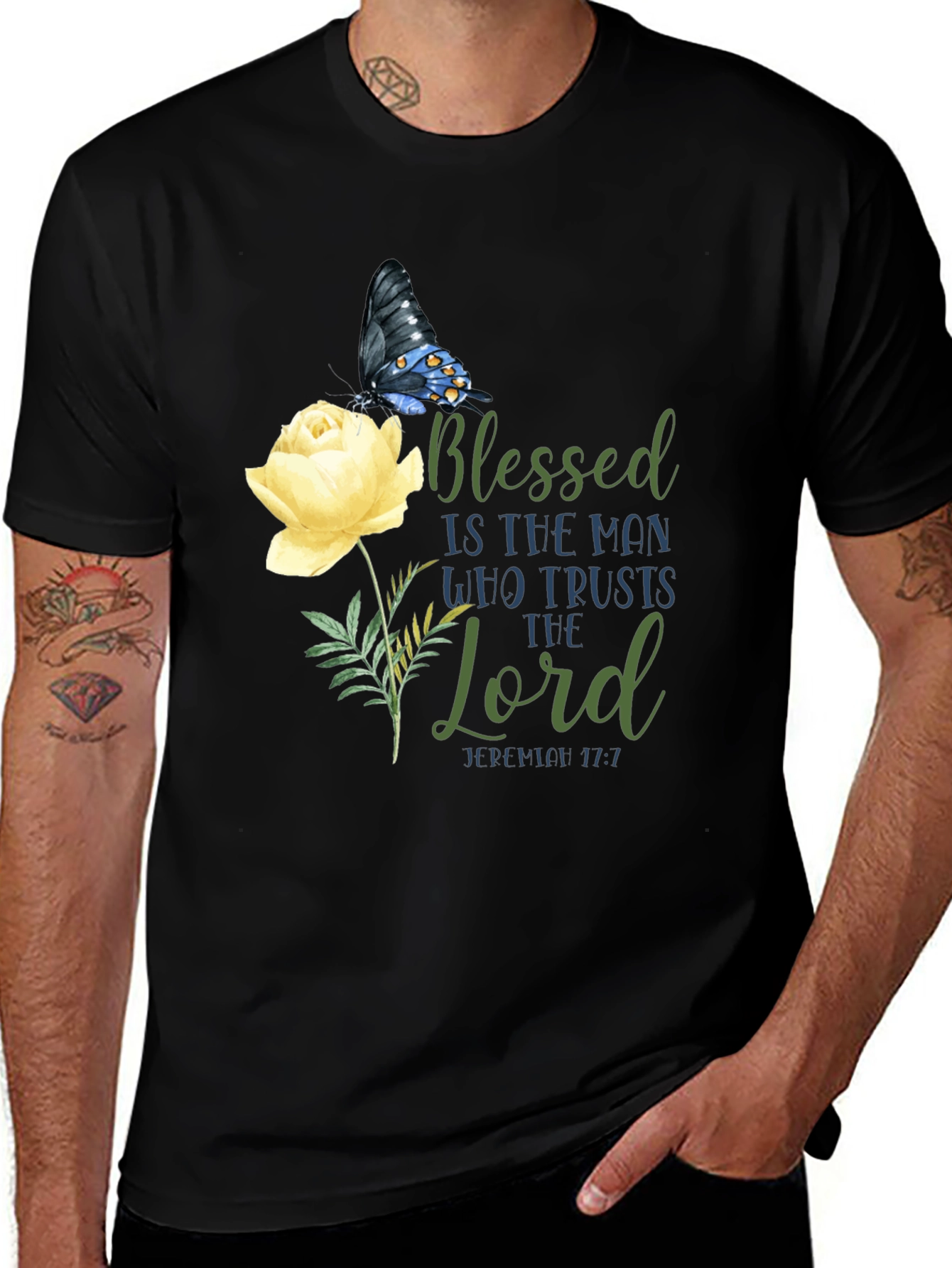 Blessed Butterfly Floral Graphic T-Shirt