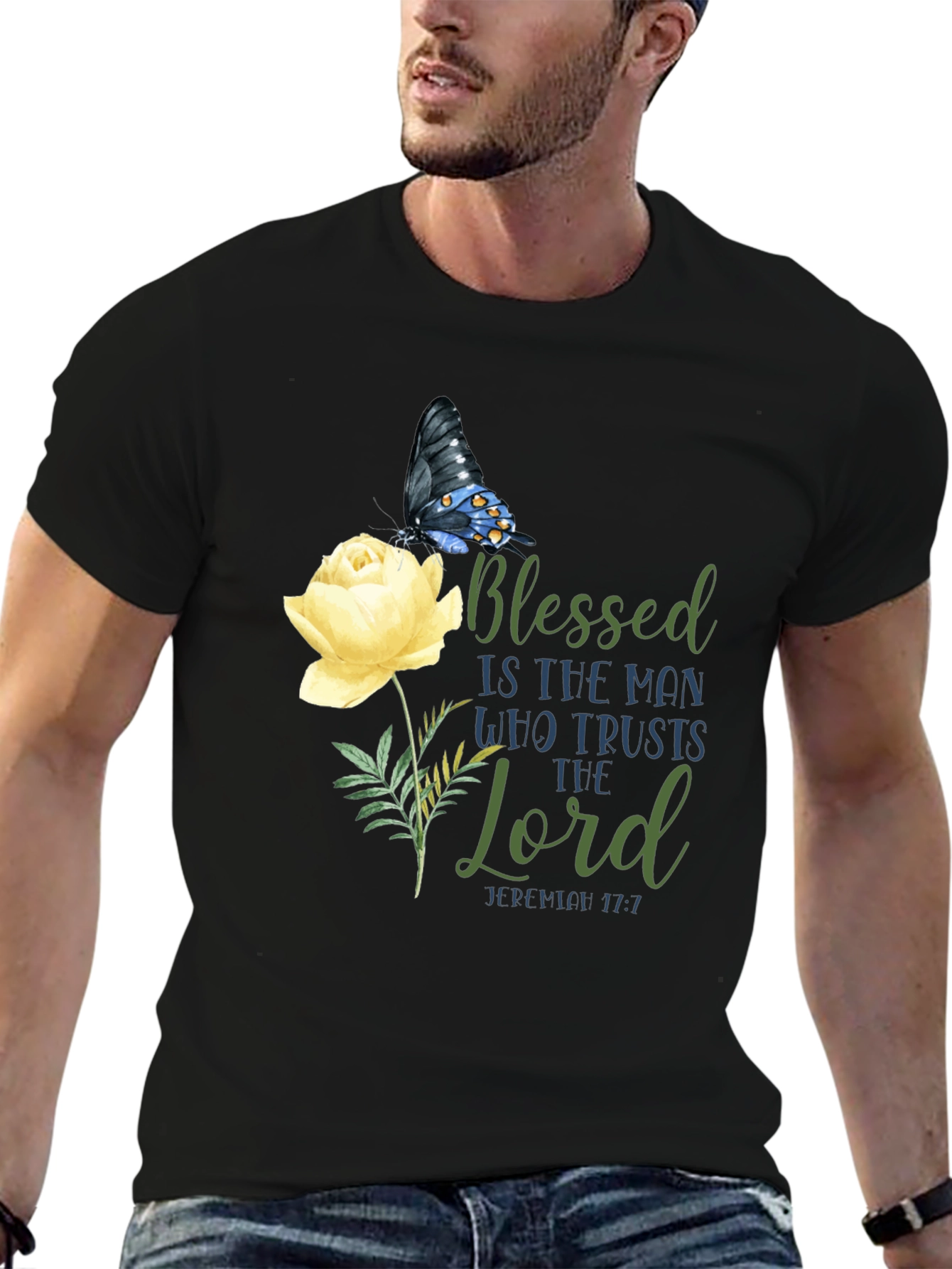 Blessed Butterfly Floral Graphic T-Shirt