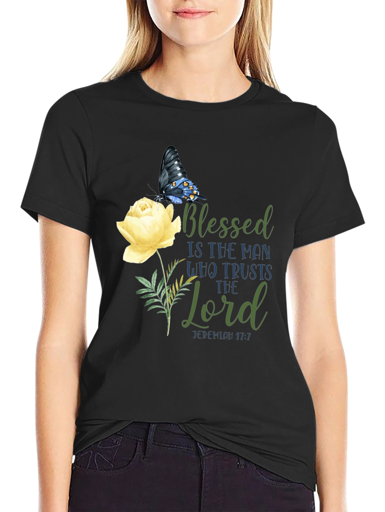 Blessed Butterfly Floral Graphic T-Shirt