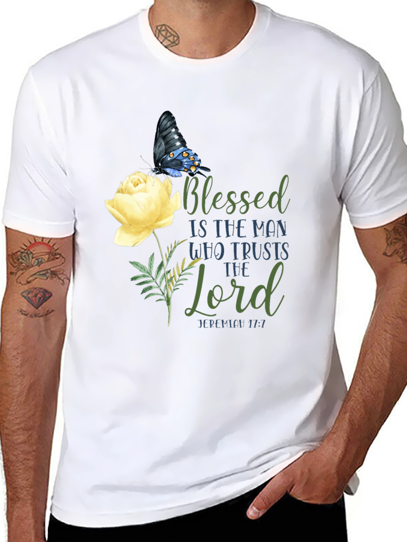 Blessed Butterfly Floral Graphic T-Shirt