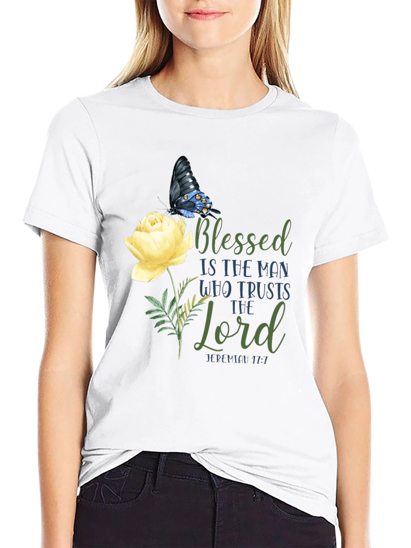 Blessed Butterfly Floral Graphic T-Shirt