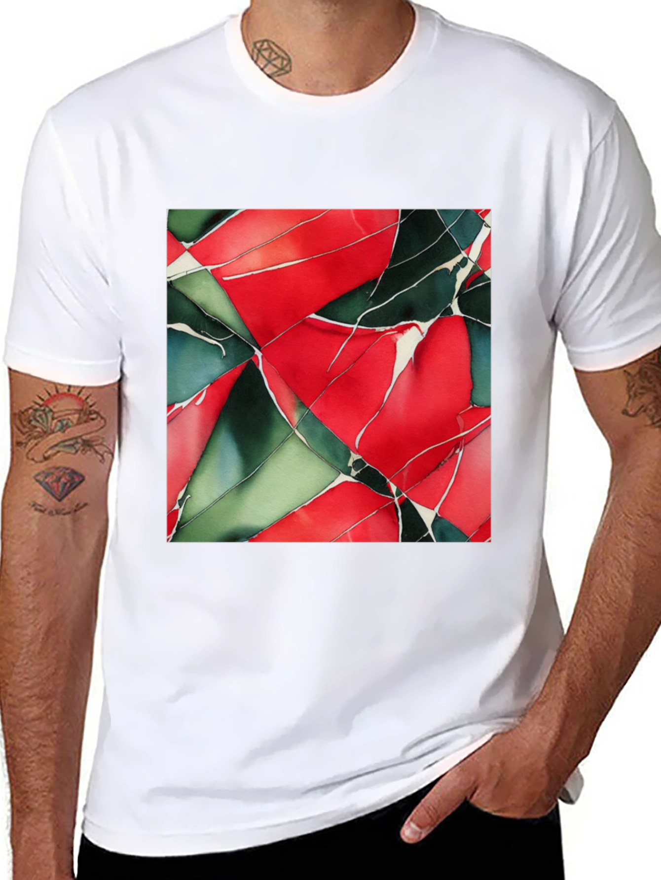 Abstract Geometric Art Print Black T-Shirt