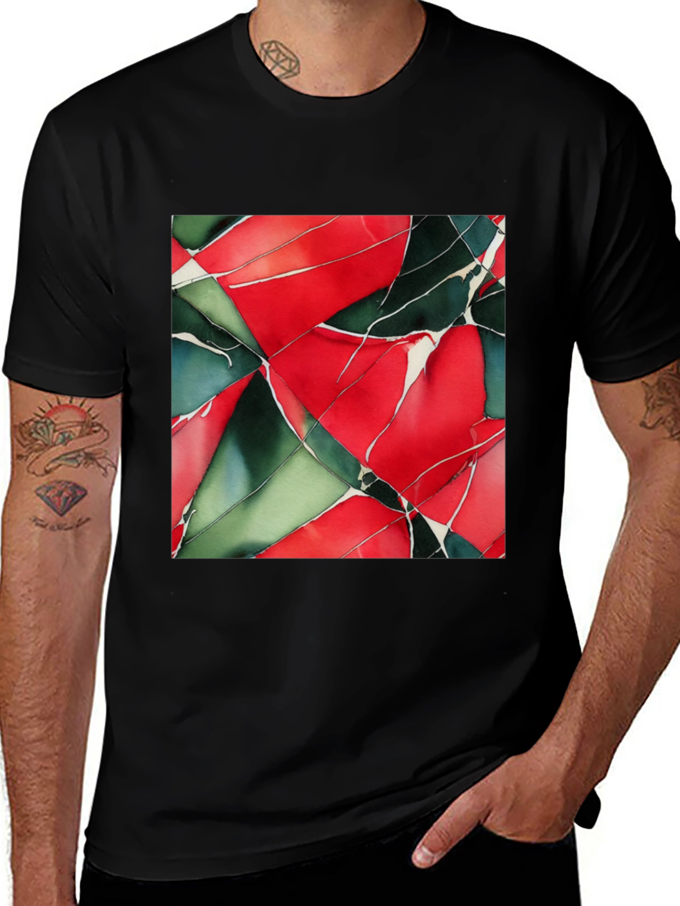 Abstract Geometric Art Print Black T-Shirt