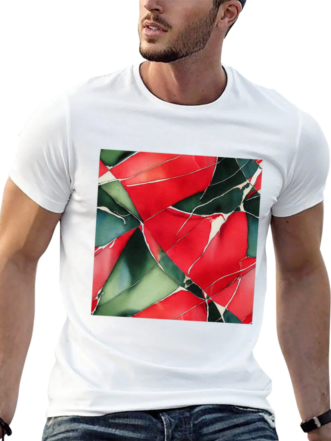 Abstract Geometric Art Print Black T-Shirt