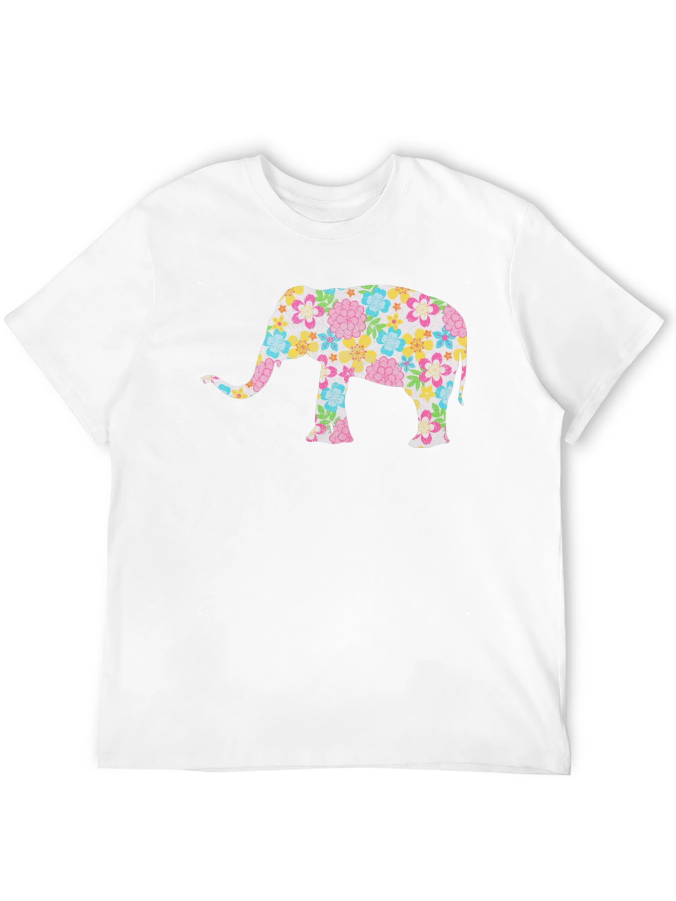 Floral Elephant Black T-Shirt - Unique Design