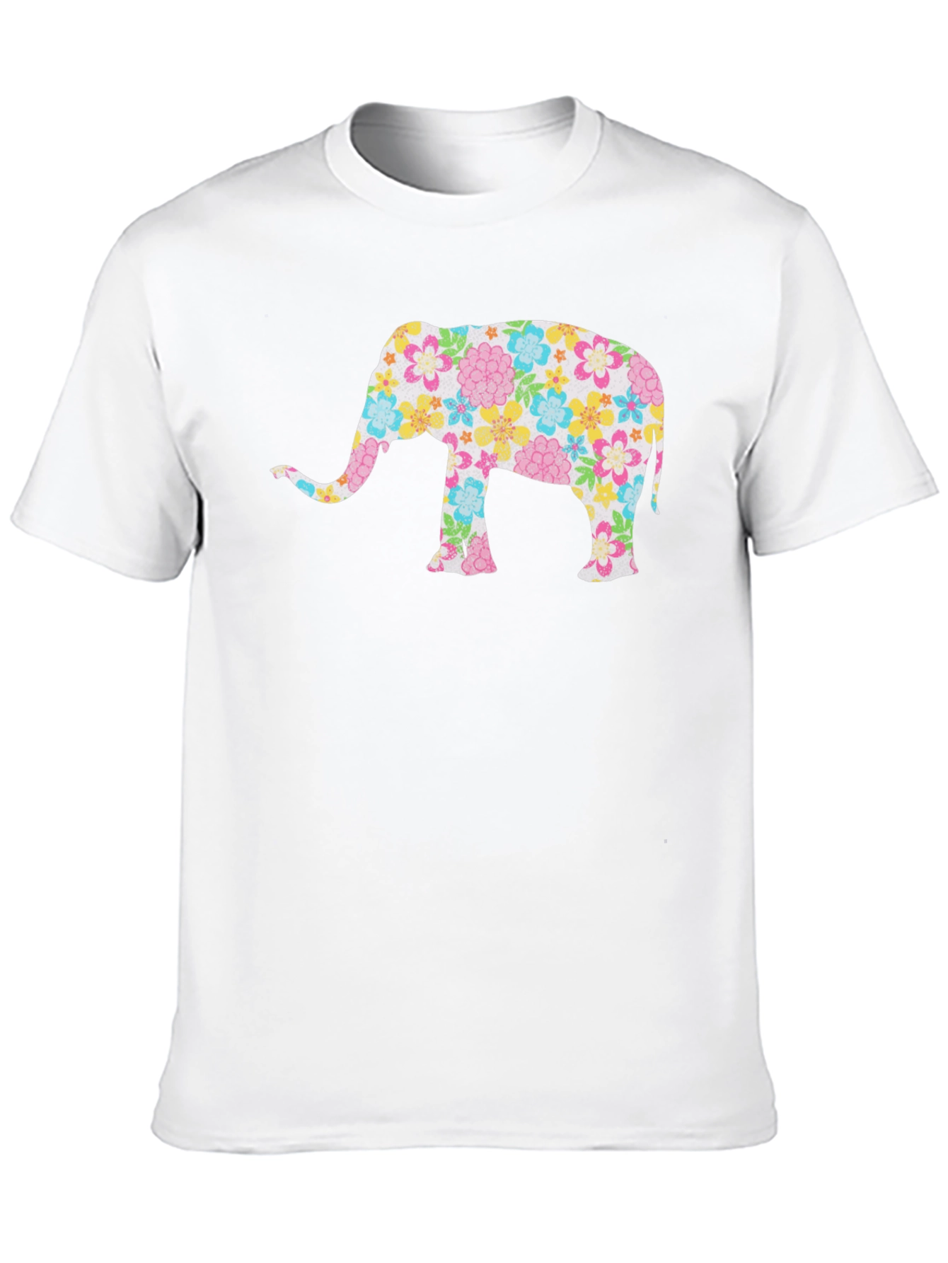 Floral Elephant Black T-Shirt - Unique Design