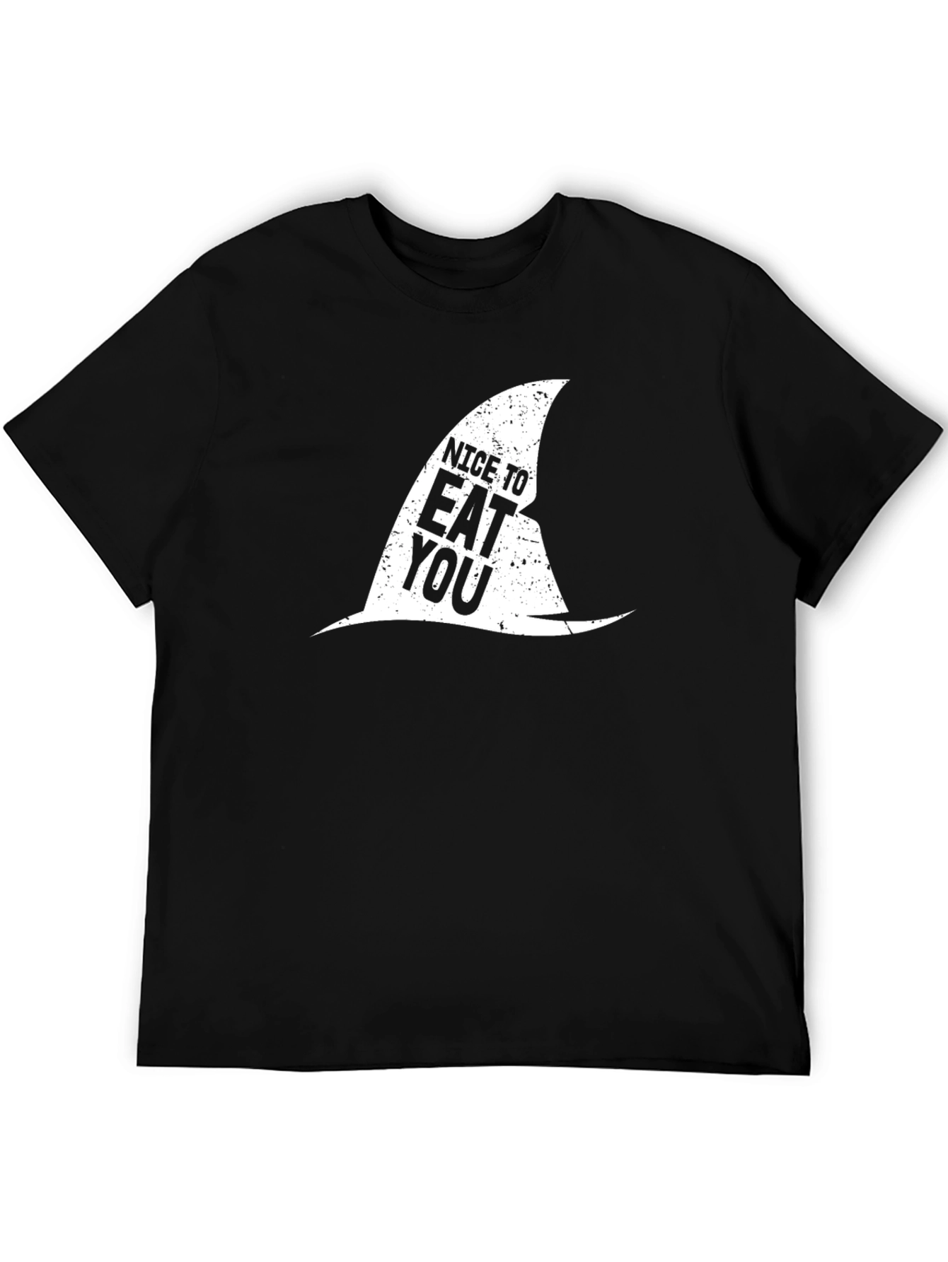 Nice To Eat You Shark Fin Black T-Shirt