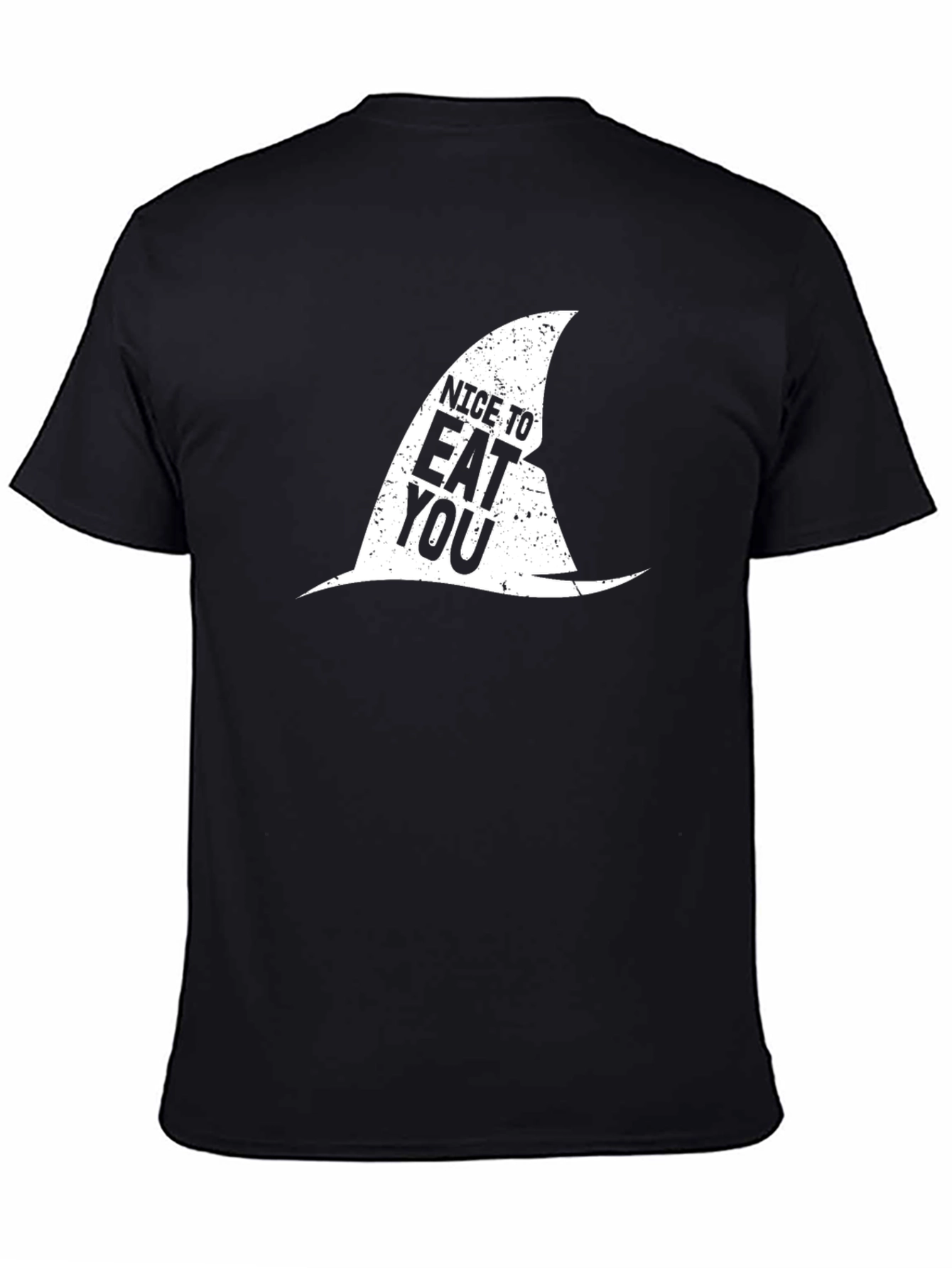 Nice To Eat You Shark Fin Black T-Shirt