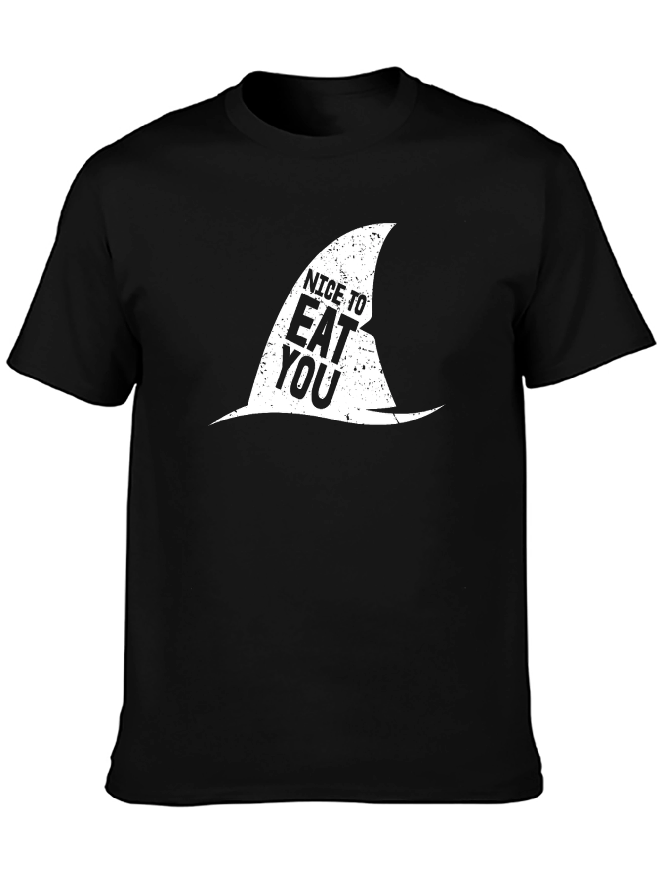 Nice To Eat You Shark Fin Black T-Shirt