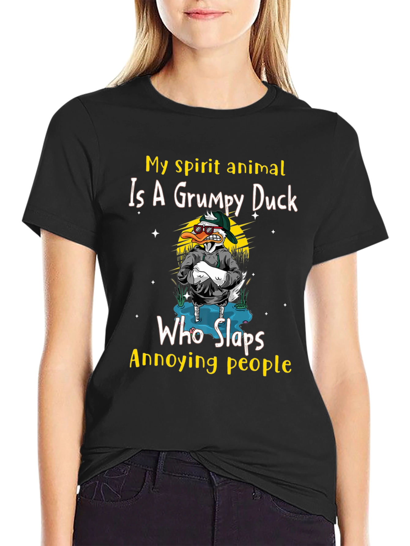Grumpy Duck Slaps Annoying People T-Shirt