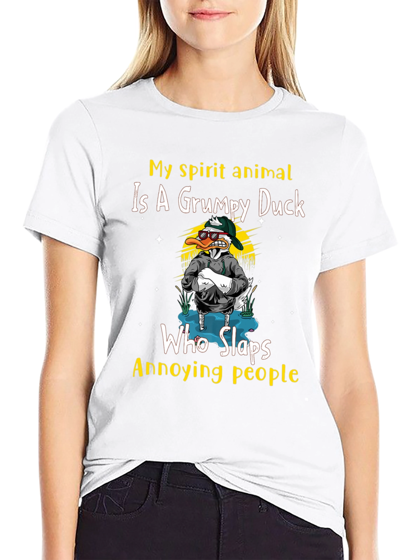 Grumpy Duck Slaps Annoying People T-Shirt