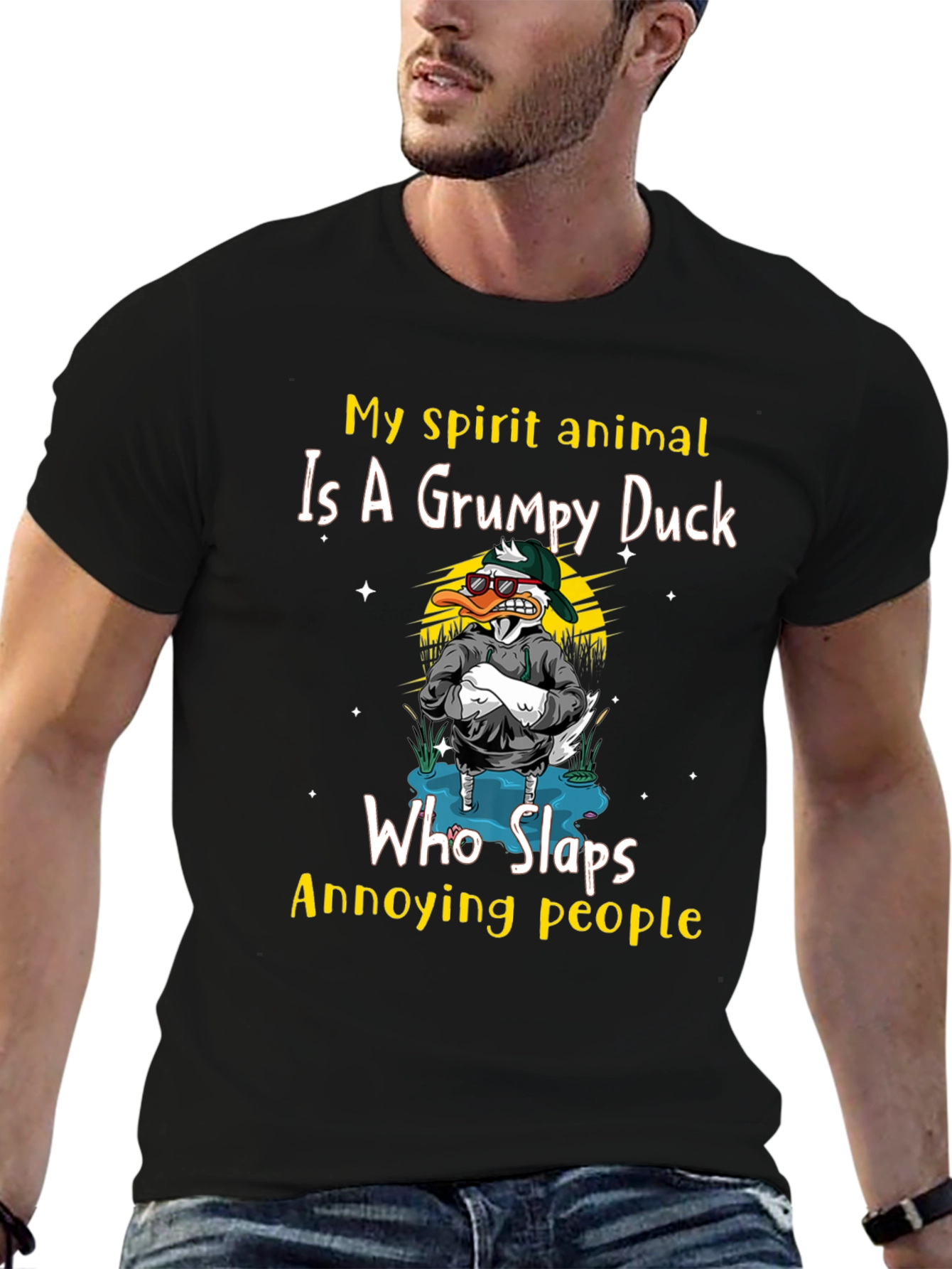 Grumpy Duck Slaps Annoying People T-Shirt