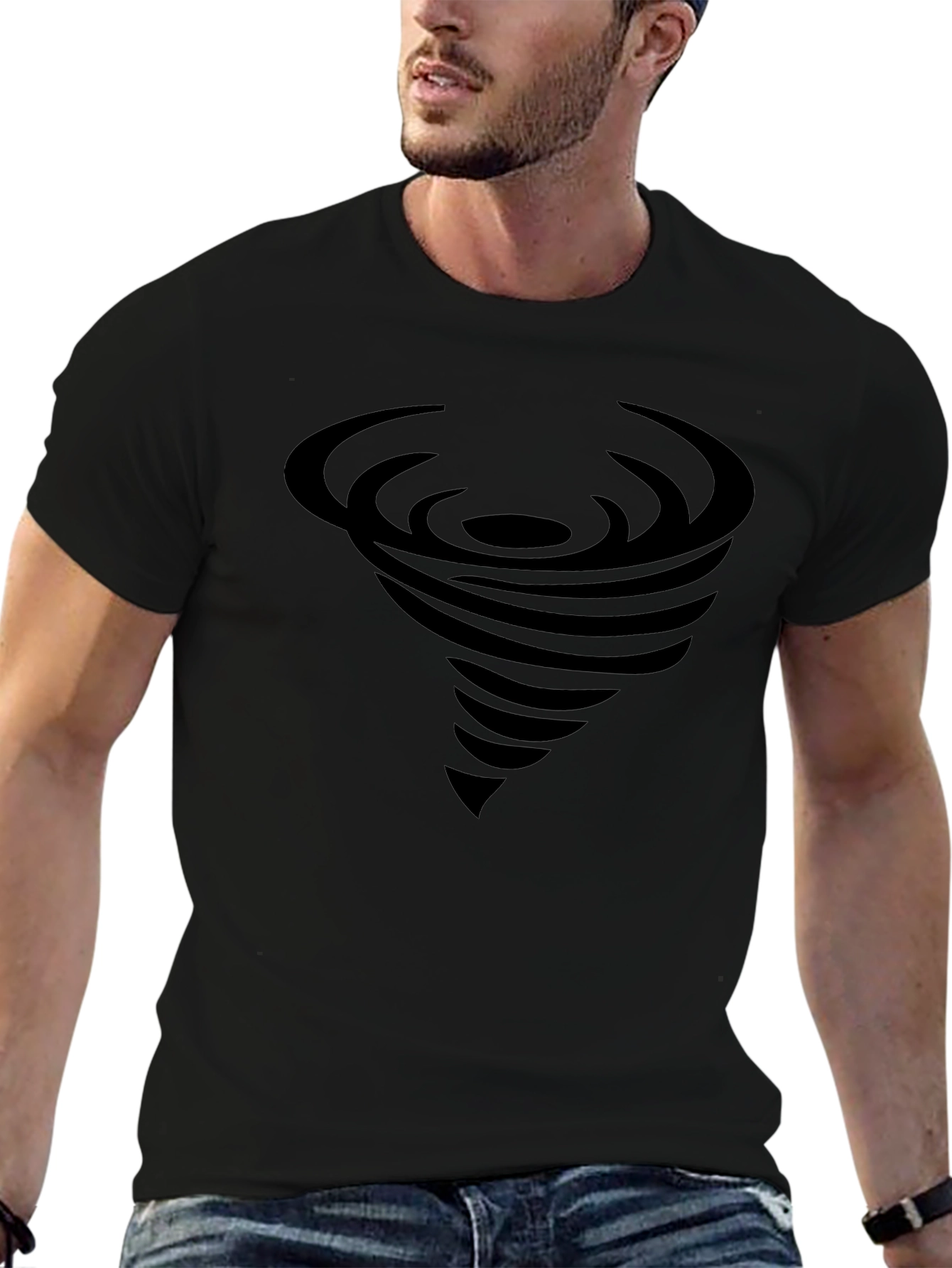 Tornado Graphic Tee - Stylish Black Cotton T-Shirt