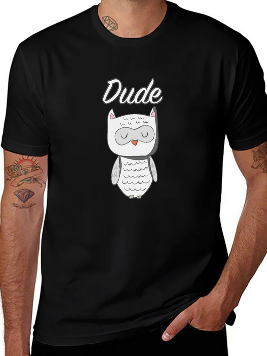 Dude Owl Graphic T-Shirt - Black Cotton Tee