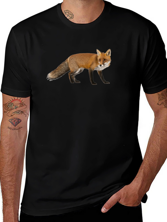 Fox Graphic Print Black Crew Neck T-Shirt
