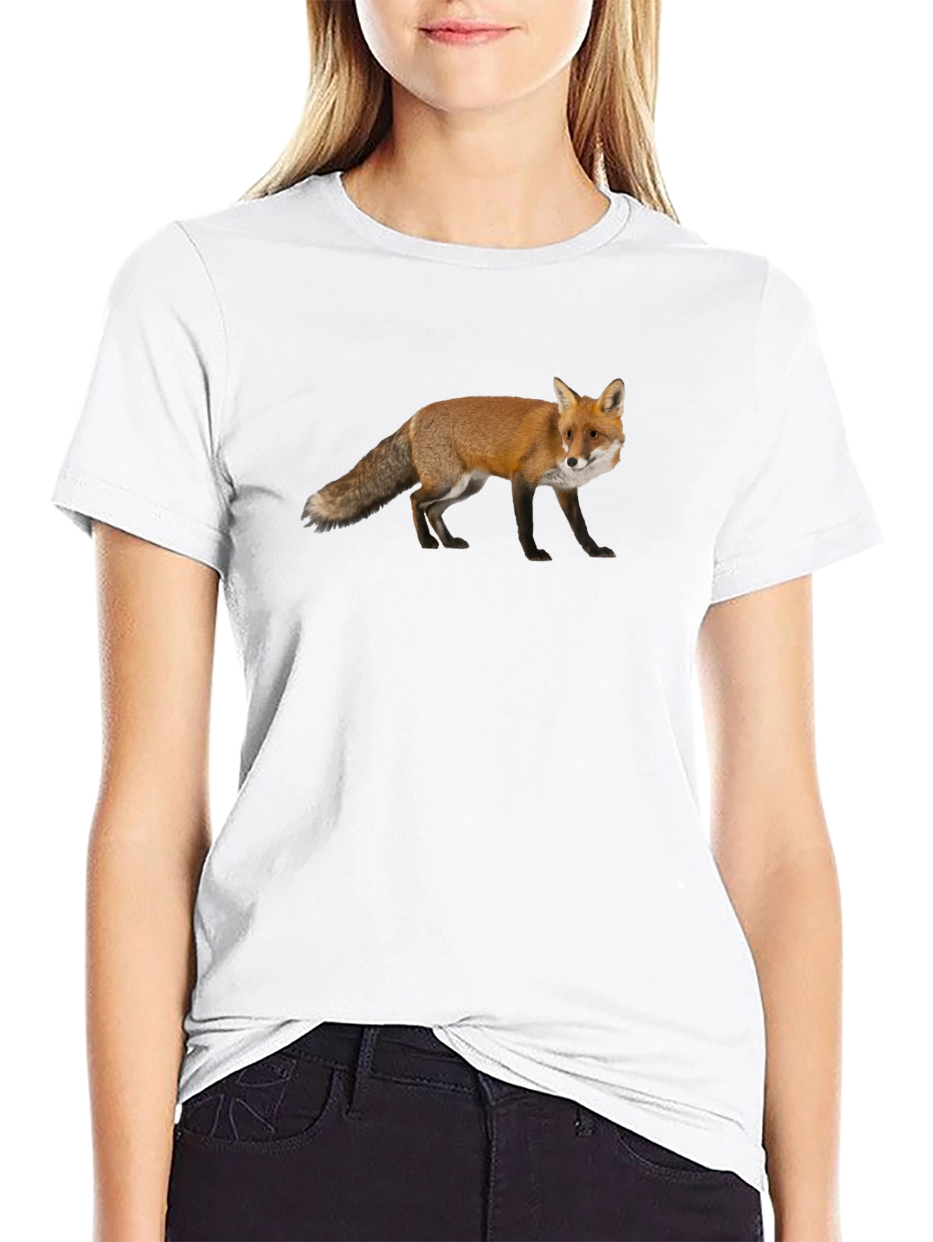 Fox Graphic Print Black Crew Neck T-Shirt