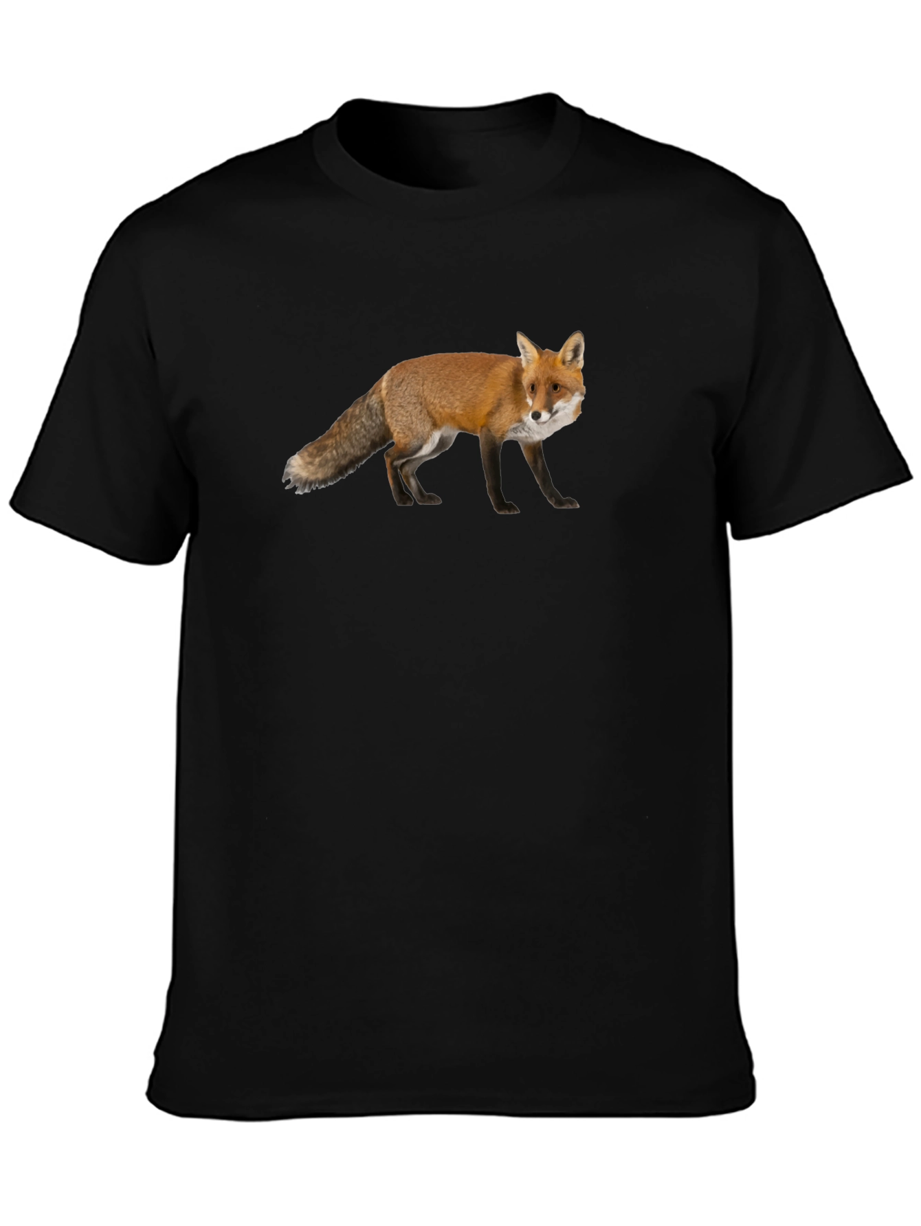 Fox Graphic Print Black Crew Neck T-Shirt