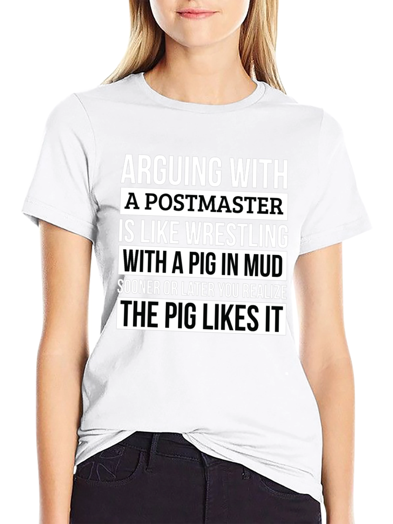 Arguing with Postmaster Pig Funny T-Shirt