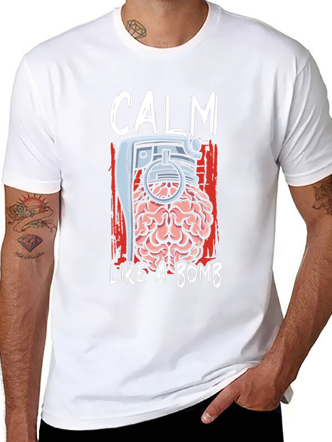 Calm Like a Bomb Brain Grenade T-Shirt