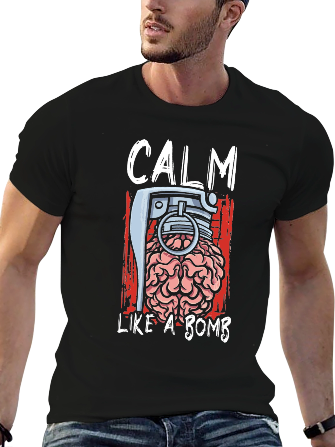 Calm Like a Bomb Brain Grenade T-Shirt